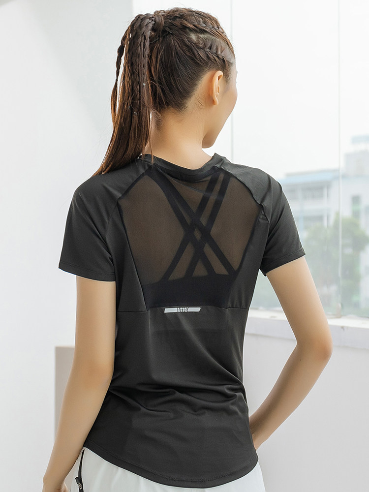 Yoga Fitness Training - 여름 스포츠 반팔 여성용 메쉬 속건