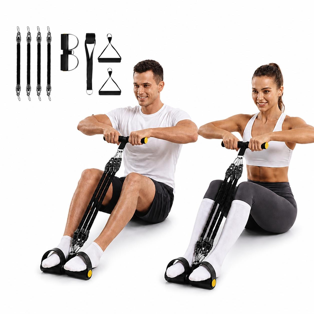 Yoga Pedal Puller Fitness Equipment - 업그레이드된 4튜브 풋 페달 저항 밴드(손잡이