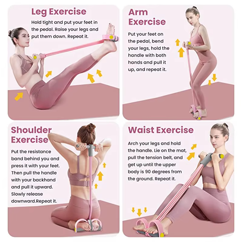 4튜브 요가 페달 풀러 저항 밴드 탄성 풀 로프 복부  - Yoga Pedal Puller Fitness Equipment 리뷰 및 가격