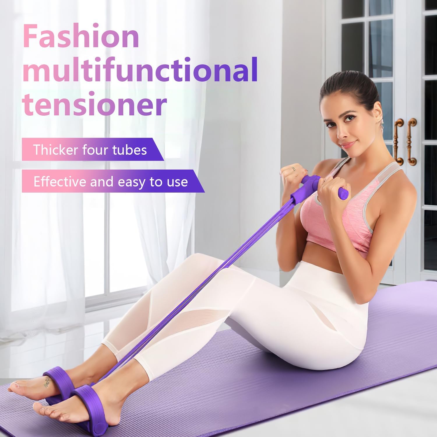 피트니스 저항 밴드-4튜브 페달 발목 풀러, 풋 페달  - Yoga Pedal Puller Fitness Equipment 리뷰 및 가격
