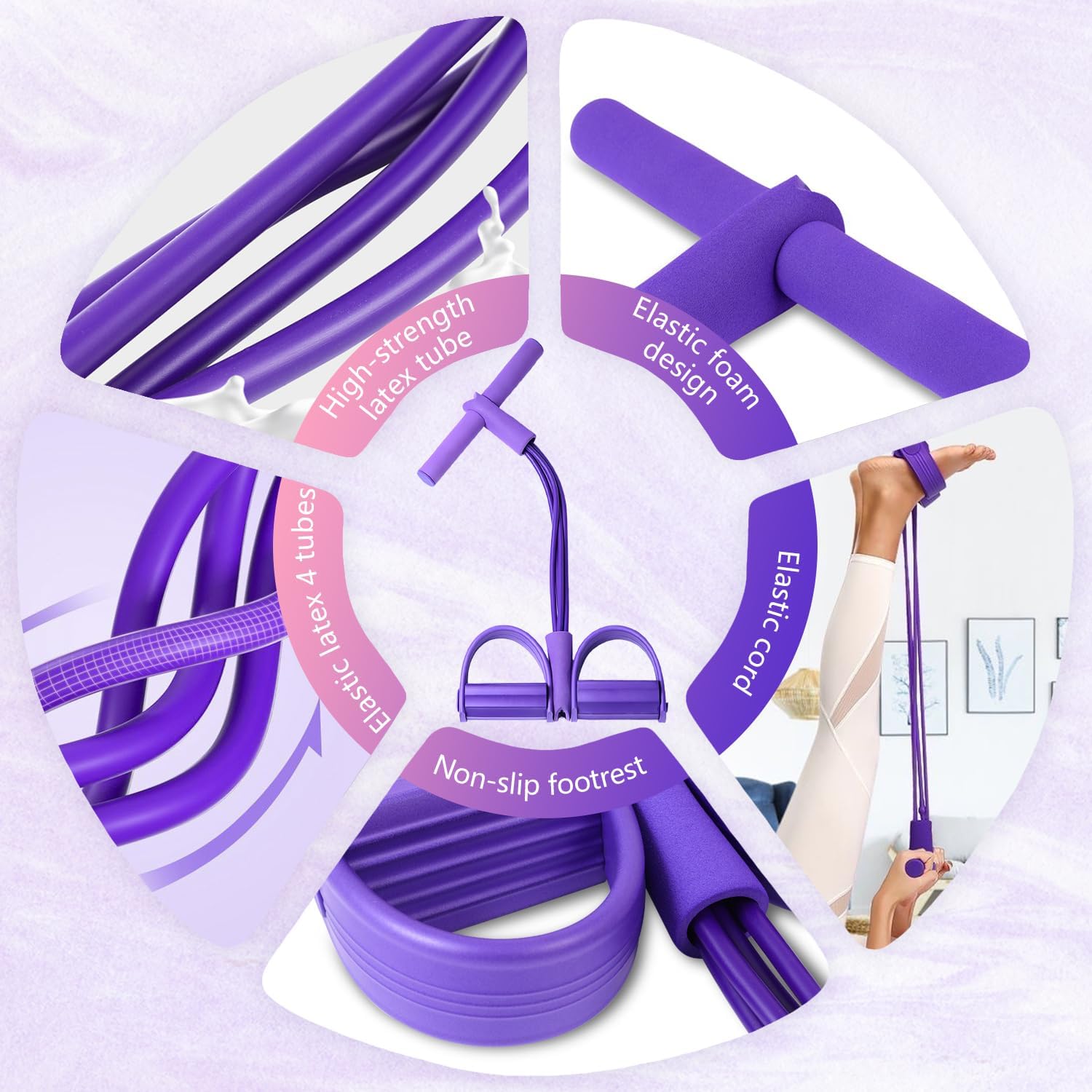 피트니스 저항 밴드-4튜브 페달 발목 풀러, 풋 페달  - Yoga Pedal Puller Fitness Equipment 리뷰 및 가격