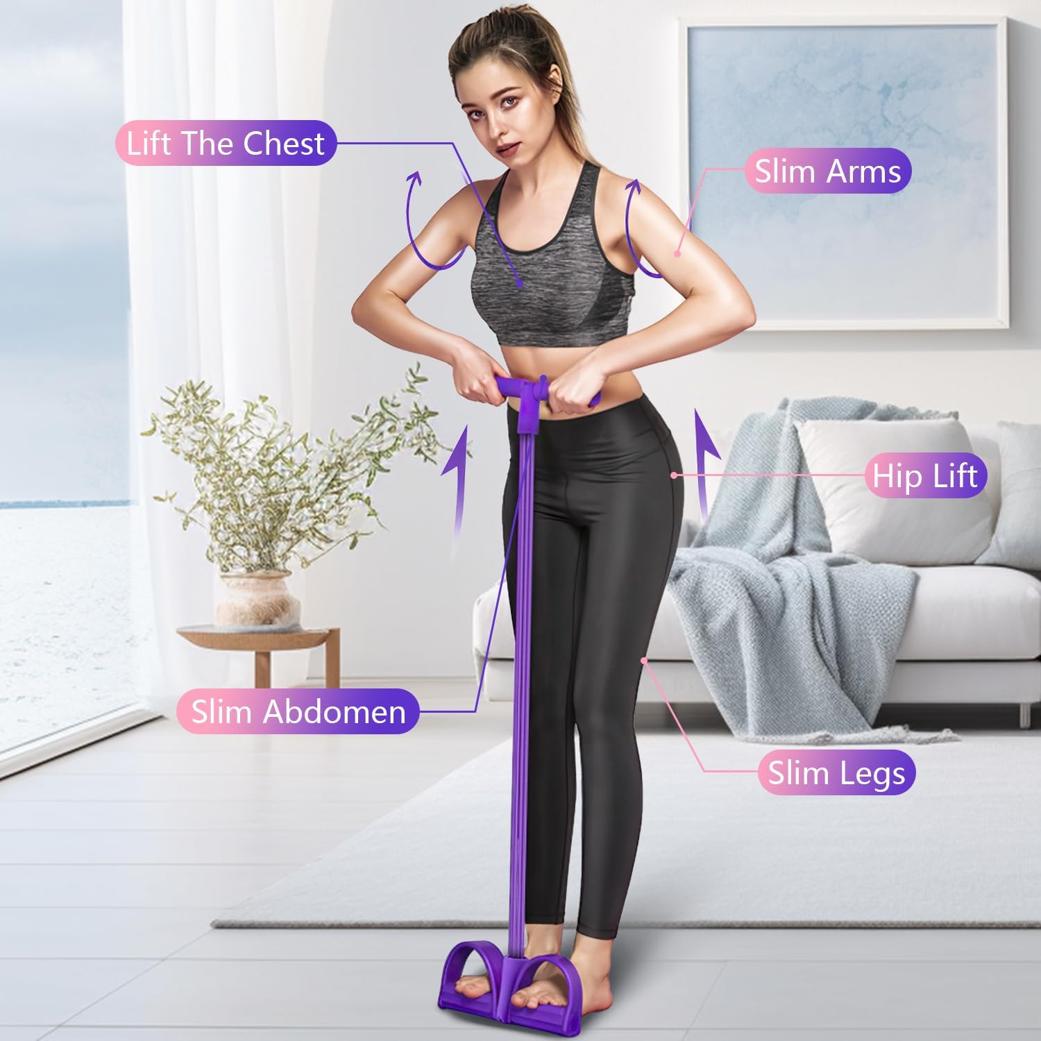 피트니스 저항 밴드-4튜브 페달 발목 풀러, 풋 페달  - Yoga Pedal Puller Fitness Equipment 리뷰 및 가격