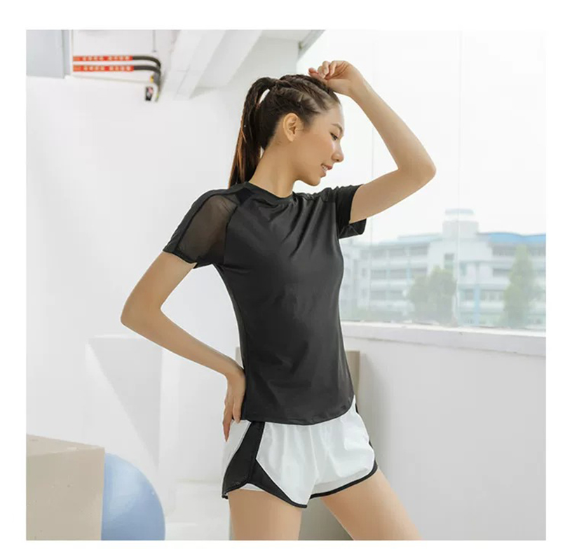 여름 스포츠 반팔 여성용 메쉬 속건 통기성 요가 탑 슬 - Yoga Fitness Training 리뷰 및 가격
